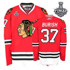 Adam Burish Jersey 37 Authentic Red Home Man With 2013 Stanley Cup Finals