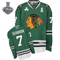 Brent Seabrook Jersey 7 Premier Green Man With 2013 Stanley Cup Finals