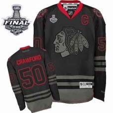 Corey Crawford Jersey 50 Black Ice Premier With 2013 Stanley Cup Finals