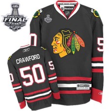Corey Crawford Jersey 50 Black Premier With 2013 Stanley Cup Finals