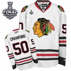 Corey Crawford Jersey 50 White Premier With 2013 Stanley Cup Finals
