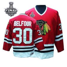 ED Belfour Jersey CCM 30 Authentic Red Throwback Man With 2013 Stanley Cup Finals
