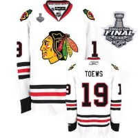 Jonathan Toews Jersey Youth 19 Authentic White With 2013 Stanley Cup Finals