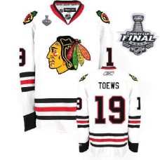 Jonathan Toews Jersey Youth 19 Authentic White With 2013 Stanley Cup Finals
